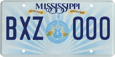 MS license plate BXZ000