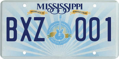 MS license plate BXZ001