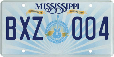 MS license plate BXZ004