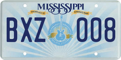 MS license plate BXZ008
