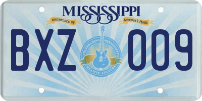 MS license plate BXZ009