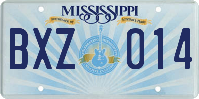 MS license plate BXZ014