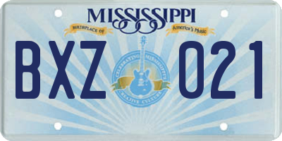 MS license plate BXZ021