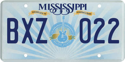 MS license plate BXZ022