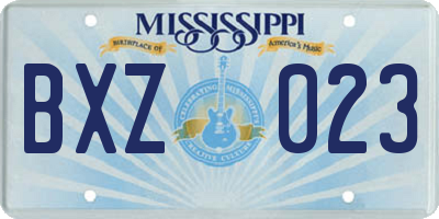 MS license plate BXZ023