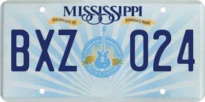 MS license plate BXZ024