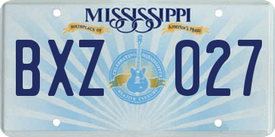 MS license plate BXZ027