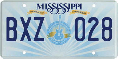 MS license plate BXZ028