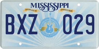 MS license plate BXZ029