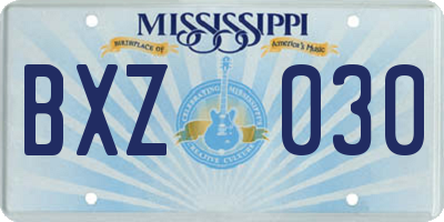 MS license plate BXZ030