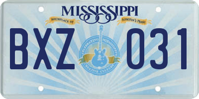MS license plate BXZ031