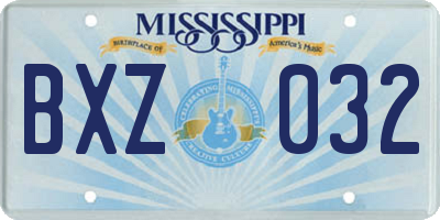 MS license plate BXZ032