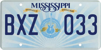 MS license plate BXZ033