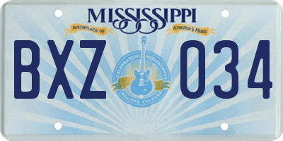 MS license plate BXZ034
