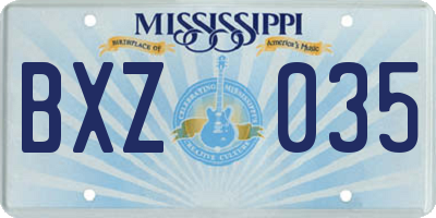 MS license plate BXZ035