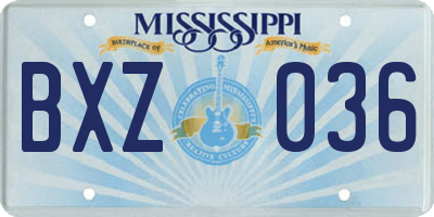 MS license plate BXZ036