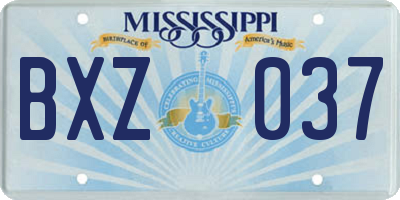 MS license plate BXZ037