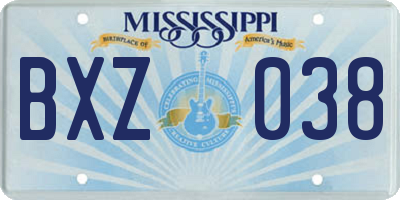 MS license plate BXZ038