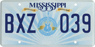 MS license plate BXZ039