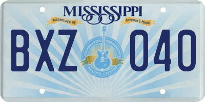 MS license plate BXZ040