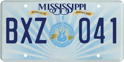 MS license plate BXZ041