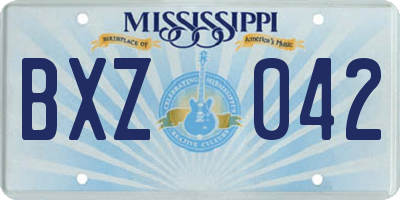 MS license plate BXZ042