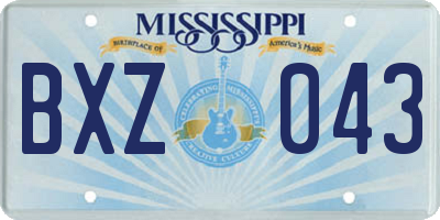 MS license plate BXZ043