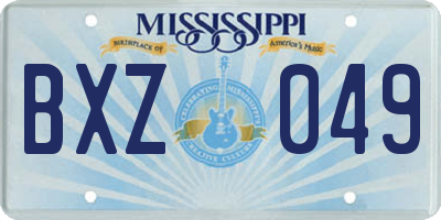 MS license plate BXZ049