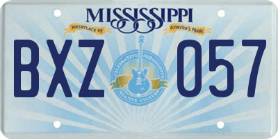 MS license plate BXZ057