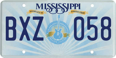 MS license plate BXZ058