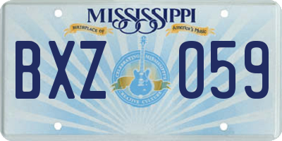 MS license plate BXZ059