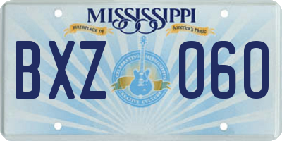 MS license plate BXZ060