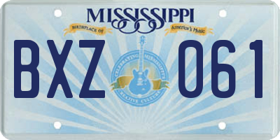 MS license plate BXZ061
