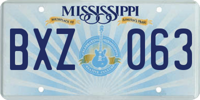 MS license plate BXZ063