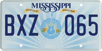 MS license plate BXZ065