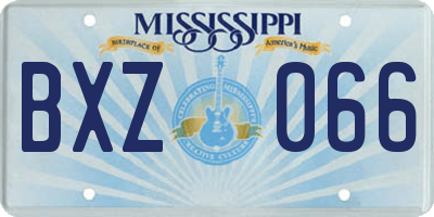 MS license plate BXZ066