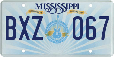 MS license plate BXZ067