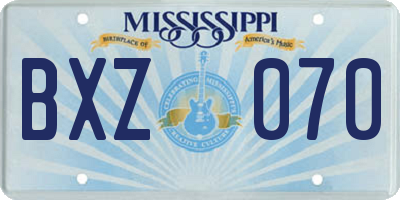 MS license plate BXZ070