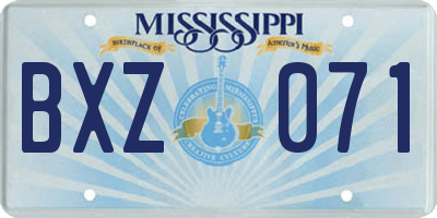 MS license plate BXZ071