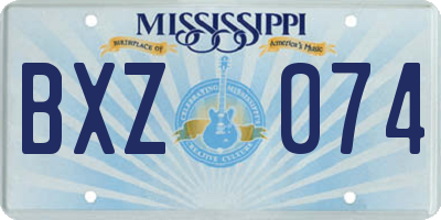 MS license plate BXZ074