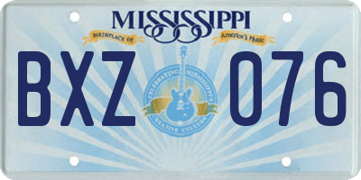 MS license plate BXZ076