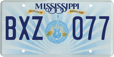MS license plate BXZ077