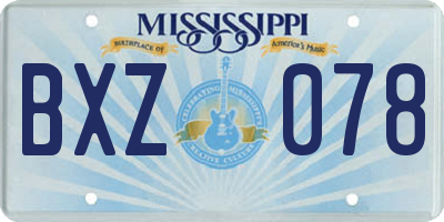 MS license plate BXZ078