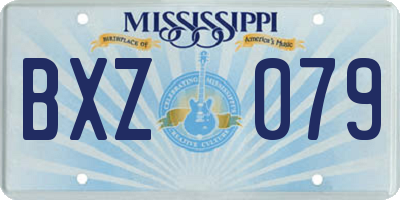 MS license plate BXZ079