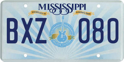 MS license plate BXZ080