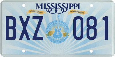 MS license plate BXZ081