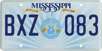 MS license plate BXZ083
