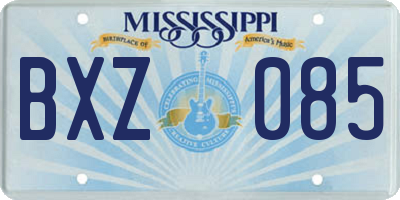 MS license plate BXZ085