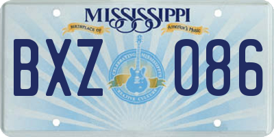 MS license plate BXZ086
