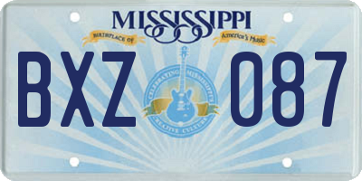 MS license plate BXZ087